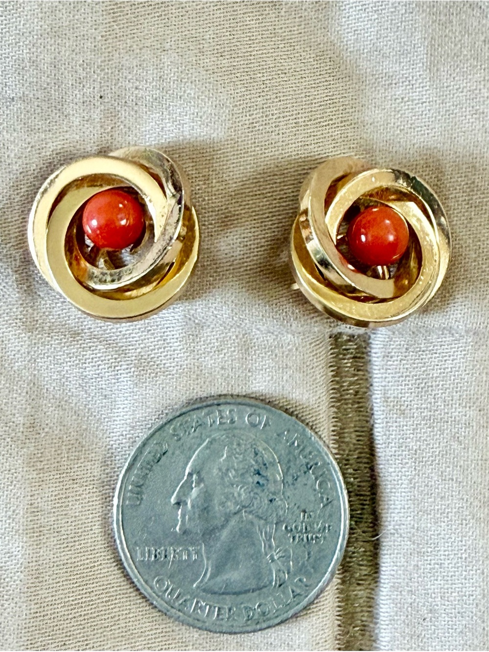Vintage MCM Clip-on Earrings by Cresse of Germany circa 1967 with coral beads